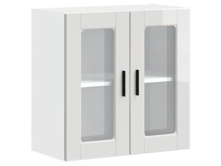 HKTMGDNG Küchen-Hängeschrank Glastür 60x31x60 cm Porto Hochglanz-Weiß Kompakter Oberschrank für Esszimmer und Kochbereich. Transparente Schautüren schaffen Übersicht für Geschirr und Becher.