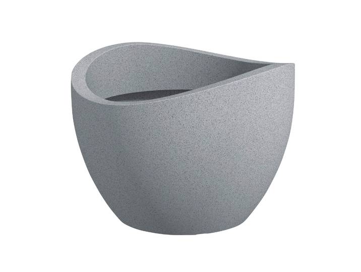 Wave Globe 30\, Pot À Fleurs/jardinière\, Cylindrique\, Coloris: Stony Grey\, Fabriqué Avec Du Plastique Recyclé\, Pour L'Extérieur - Scheurich
