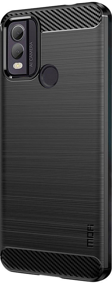 Nokia C22 Mofi Brushed Carbon Fiber Fleksibelt Plastik Bagside Cover - Sort