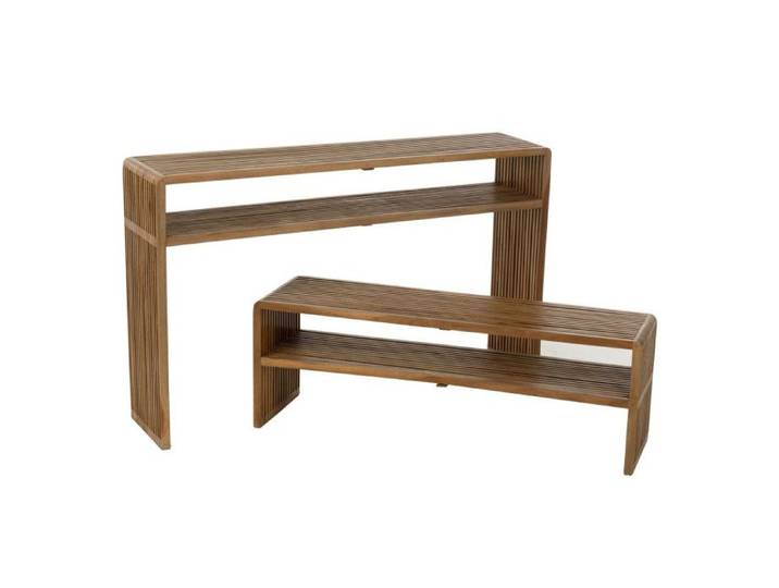 Lot de 2 Consoles en Bois  Teck  130cm Naturel