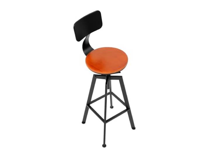 Guoked 2X KüChenstüHle, 64-84cm Höhenverstellbar Industrie Retro Barhocker Holz Gelb Metall Holz Barstühle Vintage Holz Barhocker Retro Drehhocker mit Rückenlehne für Geschäfte Restaurants Küchen
