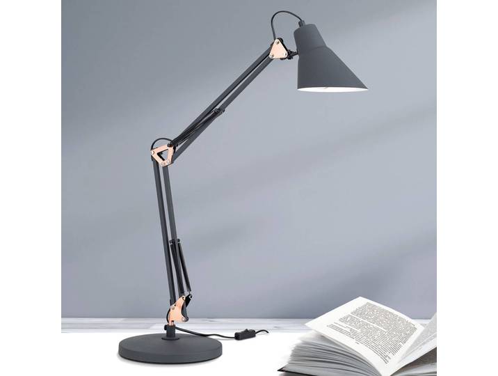 ORION Schreibtischlampe Bachelor, schwarz, für Arbeitszimmer / Büro, Metall, Modern, Tischlampe