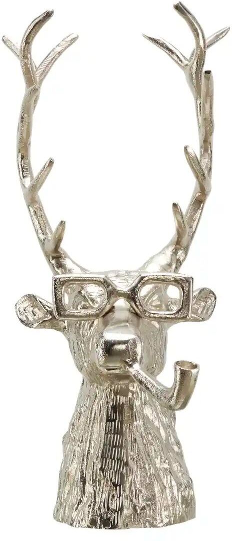 HOME STORY Figur Hirsch mit Pfeife   ¦ silber ¦ Aluminium ¦ Maße (cm): B: 20,5