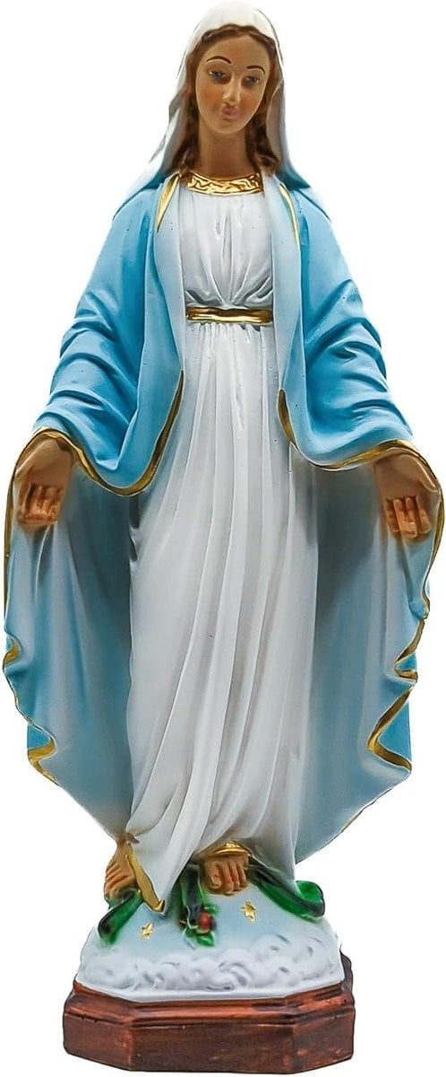 Handgemaakt religieus Madonna beeld voor binnen en buiten - Roze - Hoogte: 35 cm