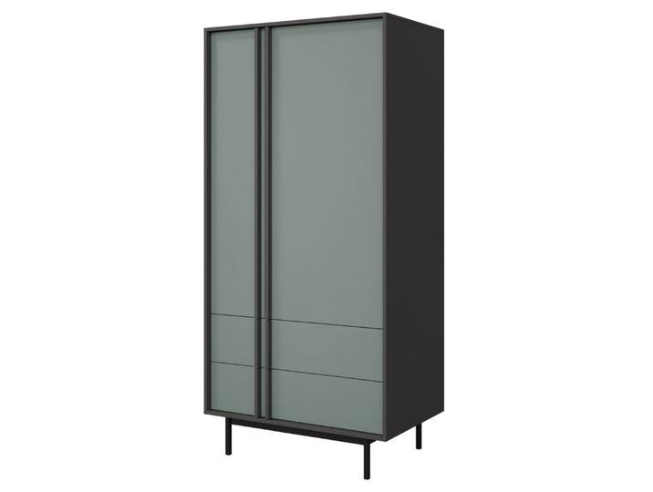 Compleo Kleiderschrank mit zwei Türen und zwei Schubladen, Elegant design MALTS Hohe Metallfüße