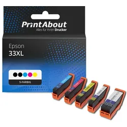 Druckerpatrone kompatibel mit Epson 33XL (C13T33574012) - 5-farbig - Hohe Kapazität - Multipack