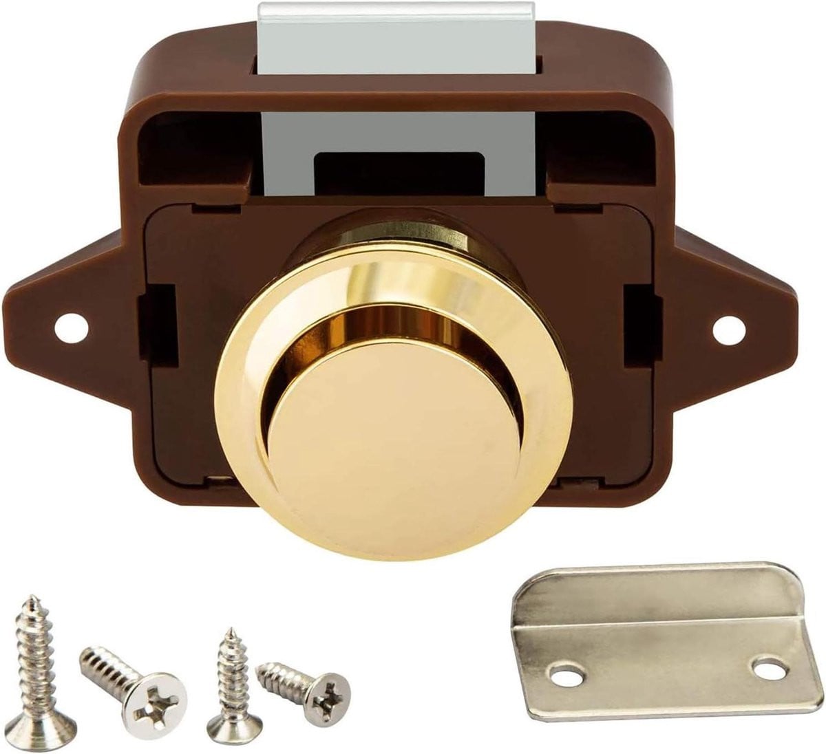 Drukknop Kastdeurvangst Grendel voor Camper Meubels Zonder Sleutel Goud 80x45mm