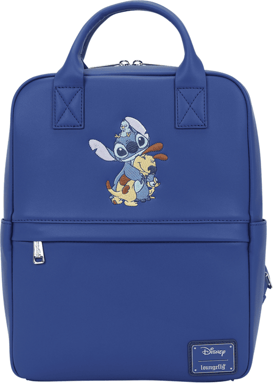 Loungefly Disney Lilo ; Stitch Animal Friends Mid-Size Mini Backpack, polyurethane, 9.5" W x 12.25" H x 5" D, Official Disney Loungefly product