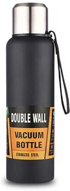 Uplifted Finds 500 1000 1500ml Large Capacity Stainless Steel Thermos Vacuum Flask Portable Insulated Tumbler With Carry Rope black 1000ml