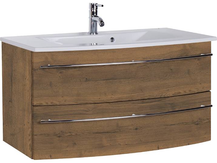 Waschtisch SAPHIR 3040 , braun (eiche struktur braun, eiche struktur braun), B:91cm H:90cm T:51cm, Waschtische, Waschtisch, Breite 91 cm