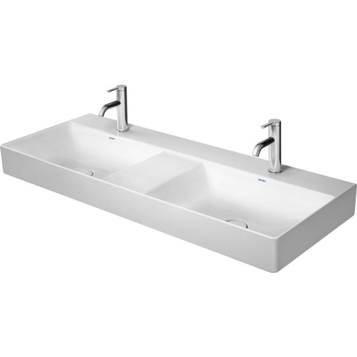 Duravit DuraSquare Möbel-Doppel-Waschtisch 23531200701 120 x 47 cm, ohne Überlauf, mit Hahnlochbank, ohne Hahnloch, weiß WonderGliss