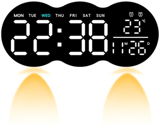 Inspired Deals Smart LED Wall Clock With Remote Control, Alarm, Temperature Display & Warm Night Light white Light