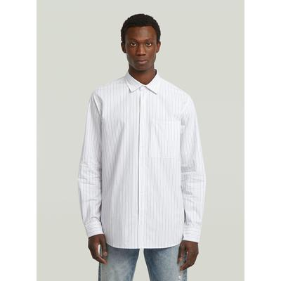 Langarmshirt G-STAR "One Pocket Regular Hemd", Herren, Gr. XXL, ash blau irregular stripe, Obermaterial: 100% Baumwolle, Shirts Langarmshirt