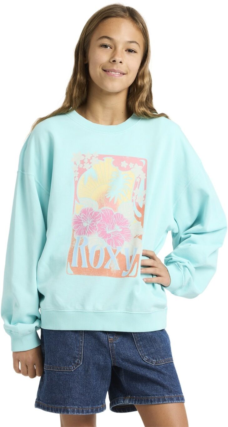 Sweatshirt ROXY "Lineup Terry", Kinder, Gr. 12(148-156cm), blau (aqua splash), Obermaterial: 80% Baumwolle, 20% Polyester., Sweatshirts Sweatshirt