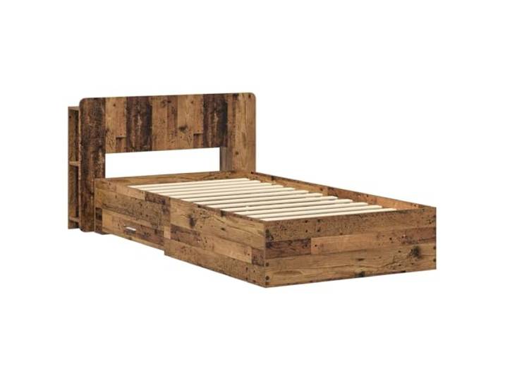 SKTQYQO Bettgestell mit Stauraum, Holz, Antik, 80 x 200 cm Technisches Holz, Kopfteil Schrank, integrierte Schubladen, einfache Montage