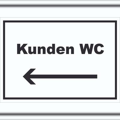 HB-Druck Kunden WC Schild mit Text und Richtungspfeil links Toilette waagerecht A6 (105x148mm)