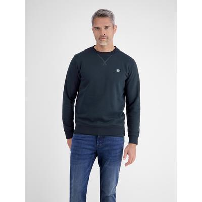 Sweatshirt LERROS, Herren, Gr. XL, schwarz (classic navy), Sweatware, Obermaterial: 50% Baumwolle, 50% Polyester, normal hüftbedeckend, Rundhals, Bündchen, Sweatshirts Sweatshirt, mit Logo-Badge