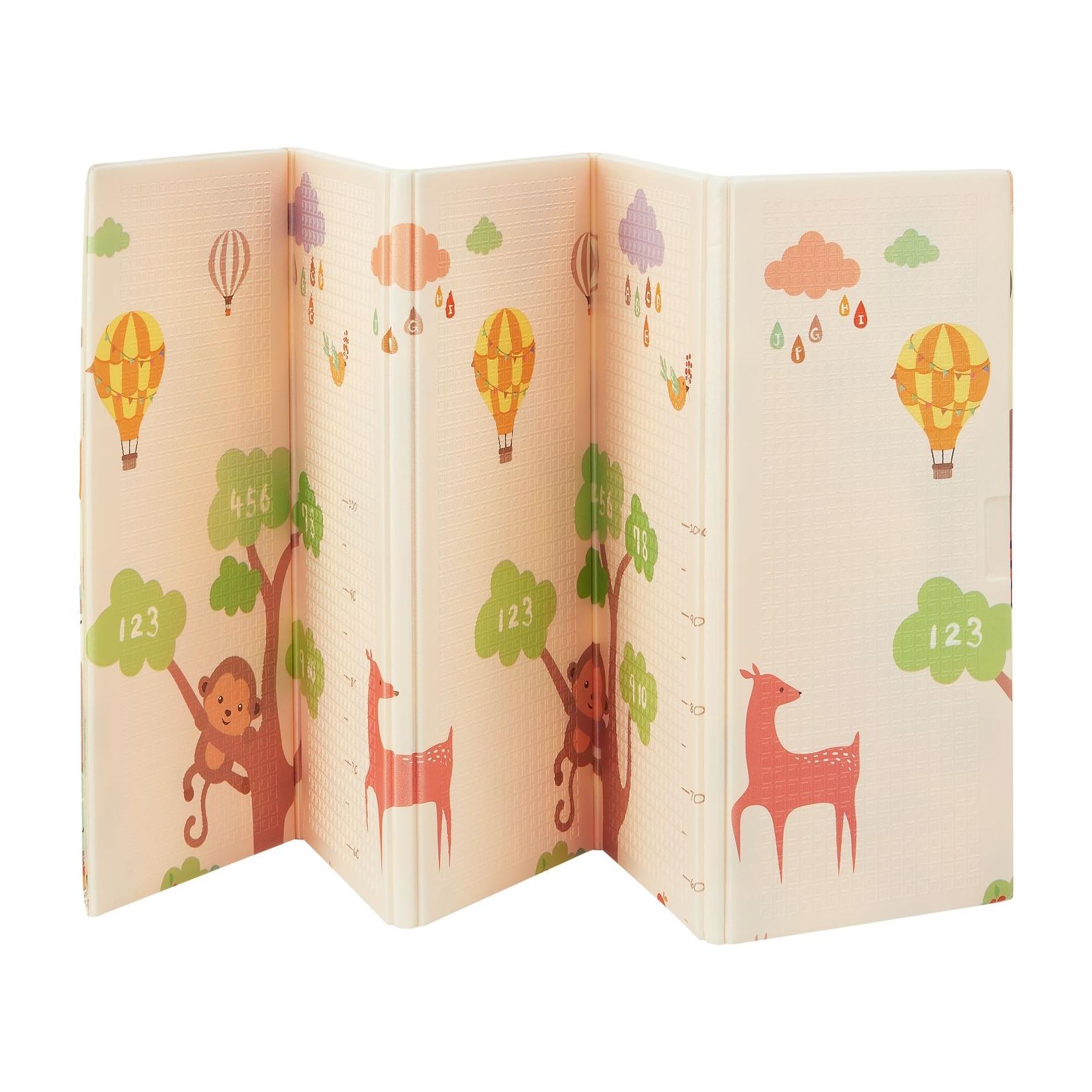 Juskys Kinder Spielmatte Jakob 180x200 cm Tiere - XXL Matte Schaumstoff - faltbar & soft - Beige