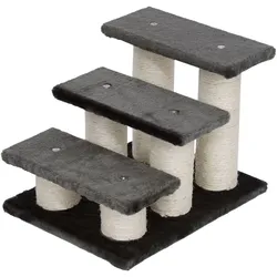 PawHut Katzentreppe 3 Stufen Plüsch Dunkelgrau 45 x 35 x 34 cm