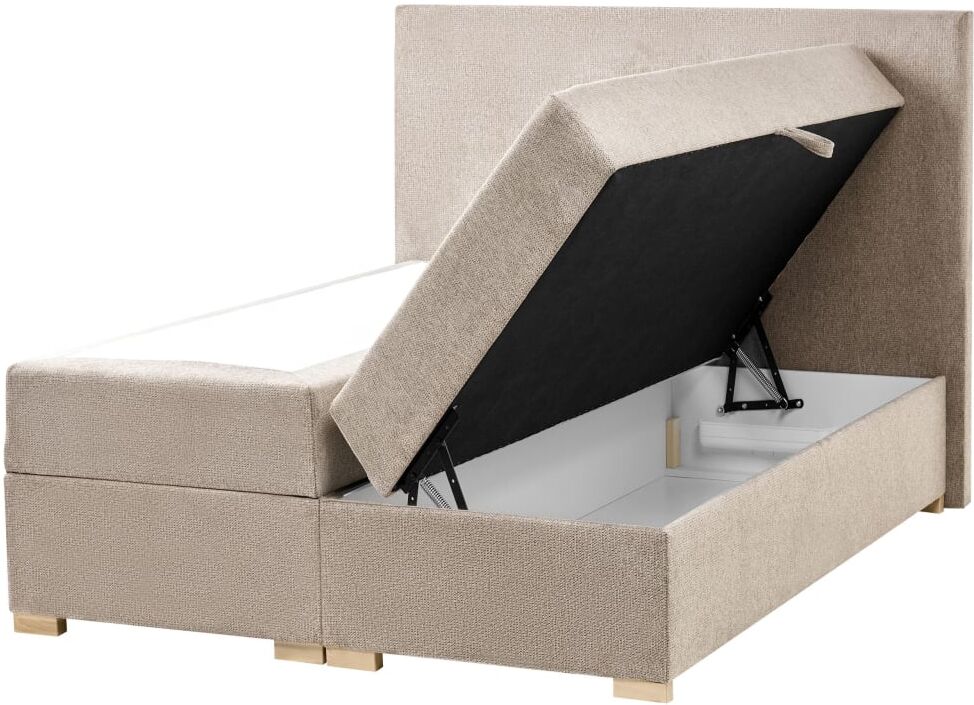 Beliani Lit à ressort en tissu beige 120x200 Beige 212x109x131cm