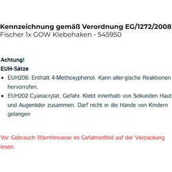 Fischer 1x GOW Klebehaken - 545950