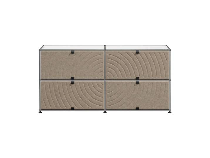 USM Haller Sideboard M68 reinweiß Soft Panels taupe 2-fach breit 4 152.3x74x37.3 cm