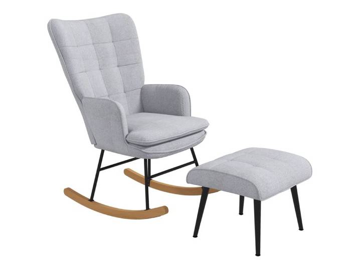 Chaise oscillante battaine balançoire avec tabouret fauteuil en fauteuil avec aspect en lin gris clair