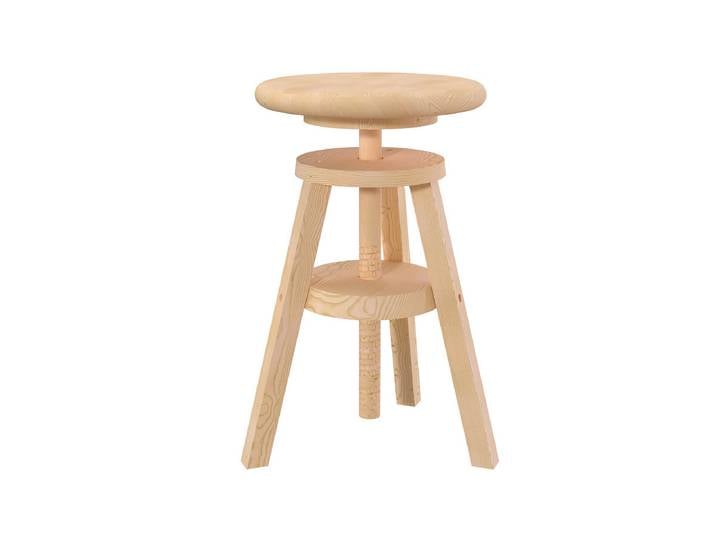 Tabouret réglable à vis en bois Brut (sans vernis)