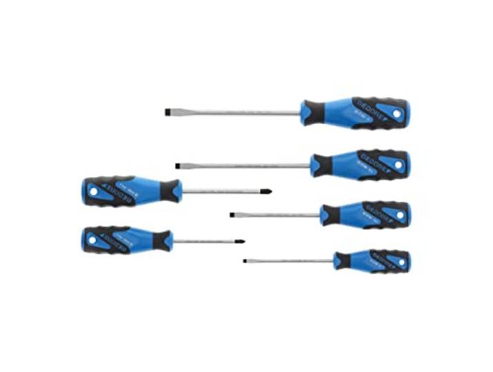 Gedore Jeu de Tournevis\, 6 Pièces\, pour Vis à Fente et Vis Cruciformes\, Poignée Ergonomique