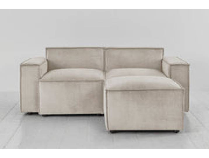 Zweisitzer-Sofa Model 03 mit Chaiselongue rechts, Kreideweiß