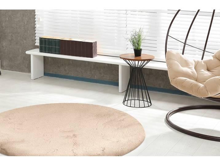Teppich PADIRO Rabbit Light 525 , beige (elfenbeinfarben), H:26mm Ø:160cm, Polyester, Teppiche, Teppich
