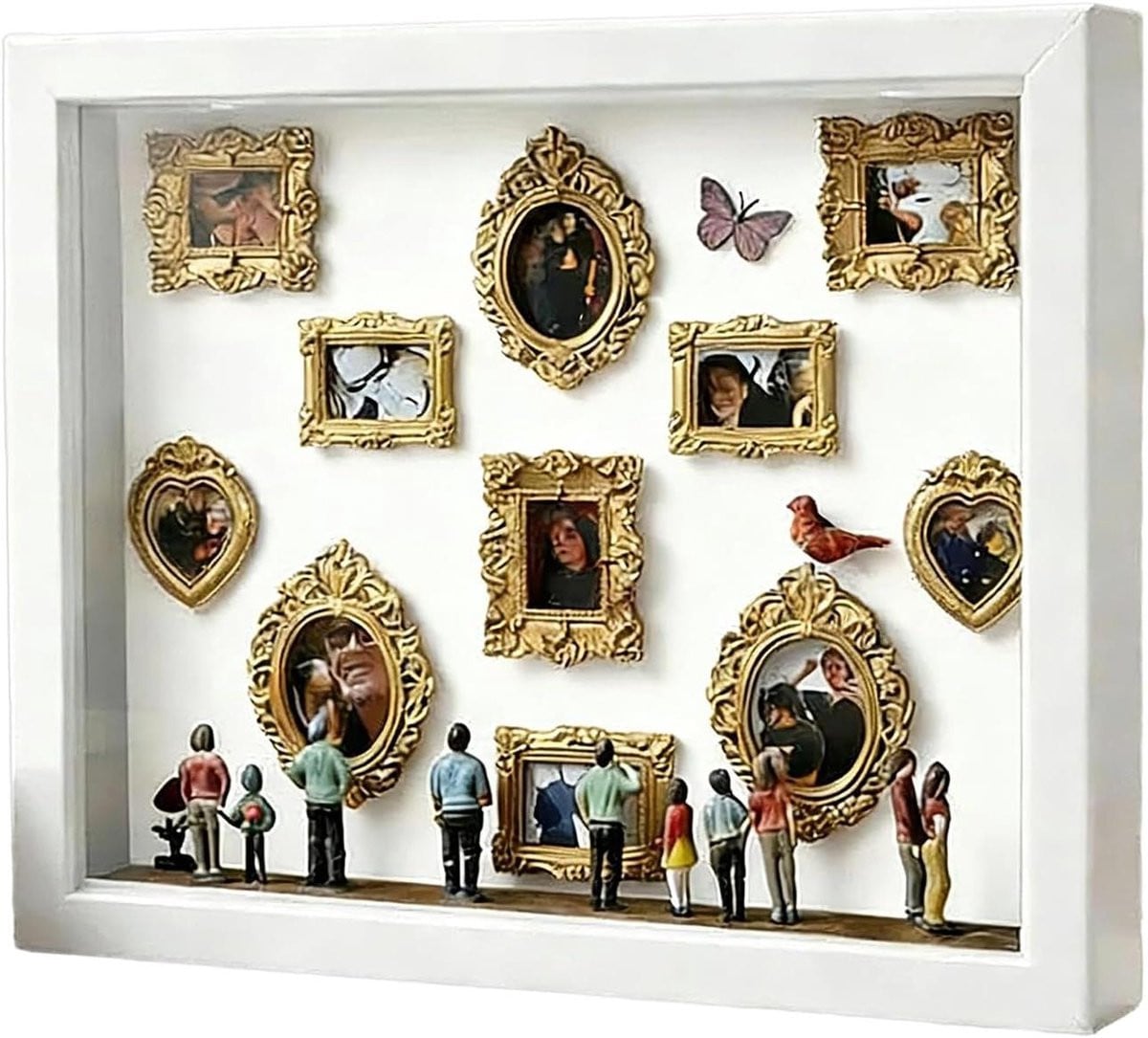 Museum Silhouet Fotolijst - Mini Museum Display met 11 Mini Lijsten - Wit