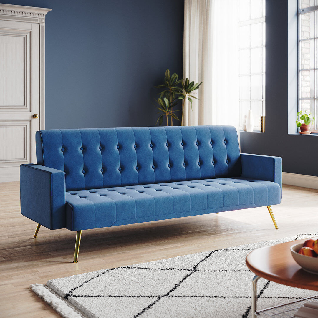 Fairmont Park Kena 5 Seater Convertible Sleeper Sofa Blue Fireproof Sponge 187.96cm H X 485.14cm W X 200.66cm D