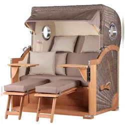 Mr. Deko Strandkorb - bene living - Königssee Teak Bullauge - PE grau - Modell 534 - inkl. Liftersystem