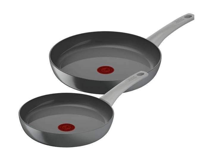 Bratpfanne TEFAL Renew On 24 / 28 cm , grau, Pfannen, Bratpfanne, Bratpfannenset aus recyceltem Aluminium mit Keramikbeschichtung