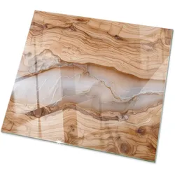 TISCHPLATTE 50x50 cm Naturholz mit Harz