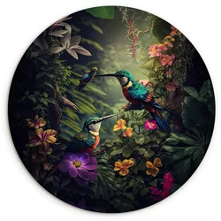 WANDBILD Blumen - Vogel - Dschungel - Pflanzen Wandbild 120x120 cm