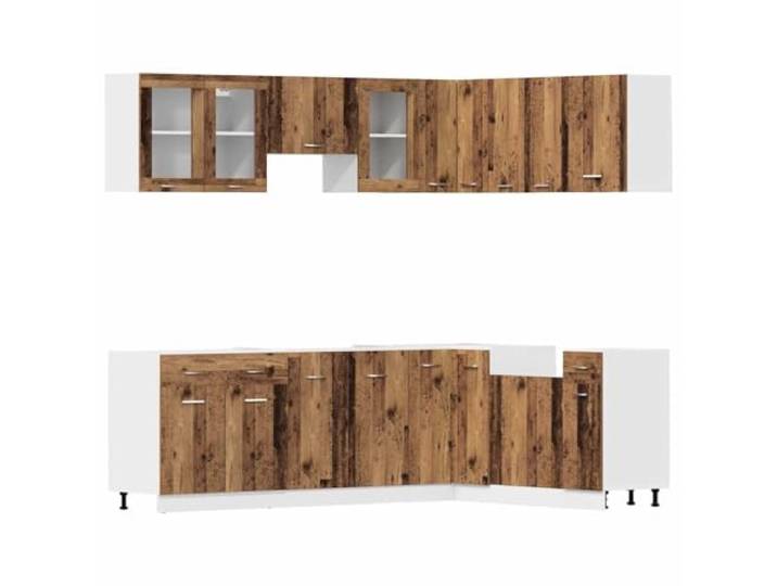 HKTMGDNG 11-TLG. Küchenschrank-Set Lyon Altholz-Optik Holzwerkstoff Modulare Einbauküche mit Glaselementen für die Küche. Bietet durchdachten Stauraum und Höhenverstellbare Stellfüße.