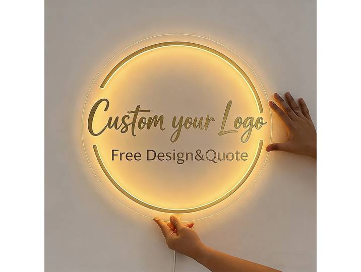Panneau acrylique personnalisé, panneau d'affaires, Logo néon, rétro-éclairage LED, signe de nom, décor pour porte de bureau, panneaux de décoration murale