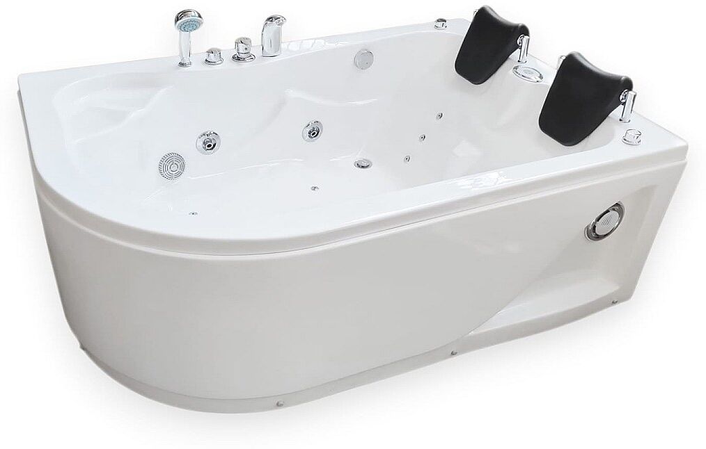 ELITESHOPPING Bañera de hidromasaje blanca para 2 personas 170 x 115 cm, 15 jets – Dahlia