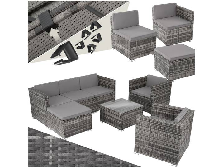 Wicker loungeset Lignano met 2 fauteuils - grijs