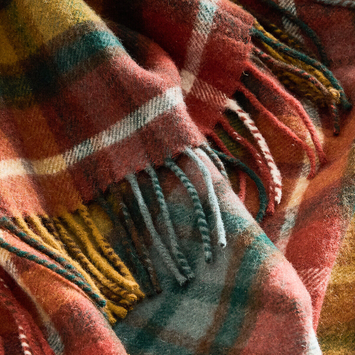 LA REDOUTE INTERIEURS Plaid écossais esprit tartan, frangé, ESTRIA
