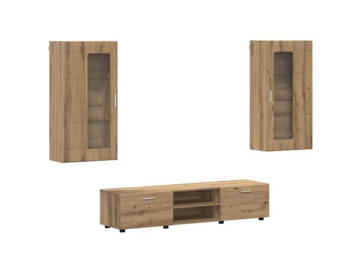 RJPLMFV TV-Möbel Florin, 3-teilig, Artisan Oak, Holz Mattes Finish, minimalistischer Stil, geräumige Aufbewahrung, Innenraum, pflegeleicht