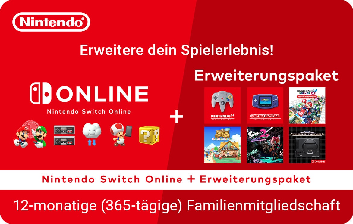 Nintendo Switch Online 365 Tage Familienmitgliedschaft + Erweiterungspaket - Digitaler Code