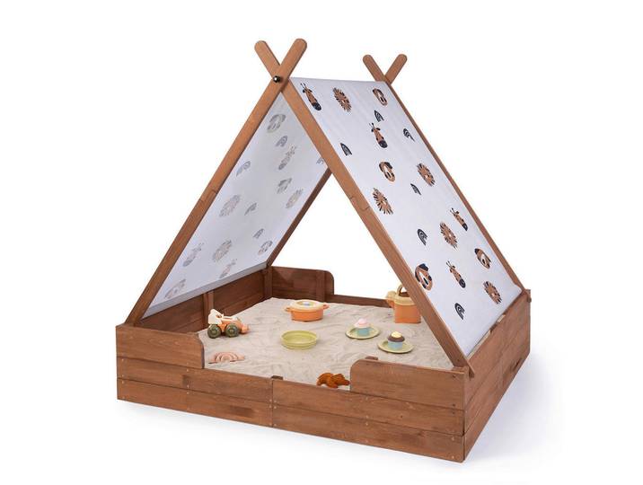 Muddy Buddy Sandkasten, Braun, Holz, Zypresse, massiv, 120x140x140 cm, EN 71, Sitzfläche, mit Holzschutz vorbehandelt, Freizeit & Co, Gartenspielzeug, Sandkästen