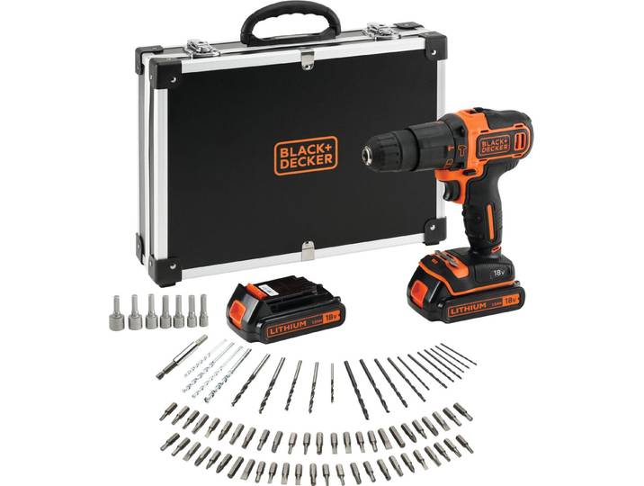 Black & Decker Akku-Schlagbohrs.18V 2x1\,5Ah\,Kof.\,80Zub