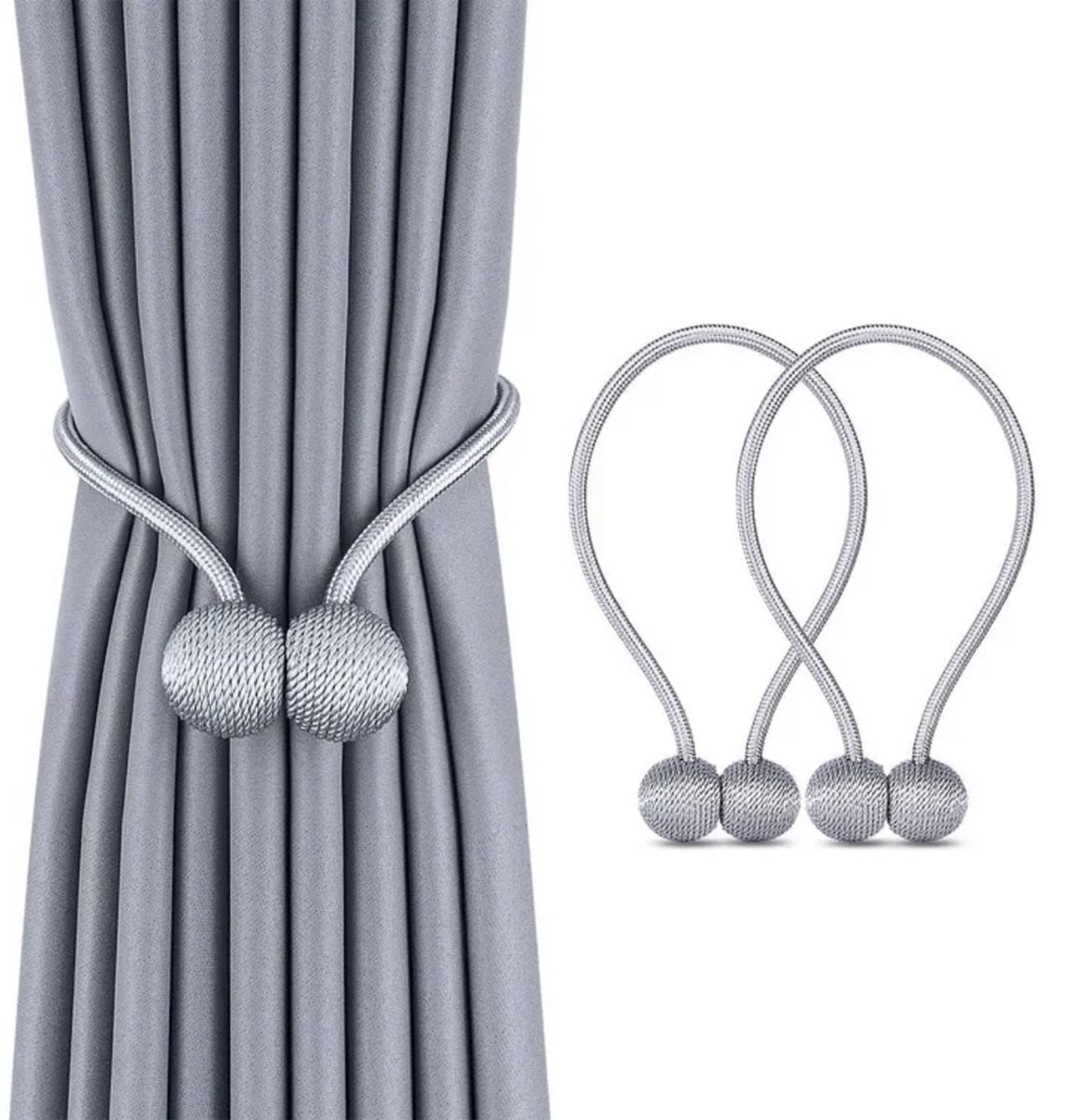 Magnetische Gordijnhouders Grijs - 2 Stuks - Gordijn Embrasse en Accessoires