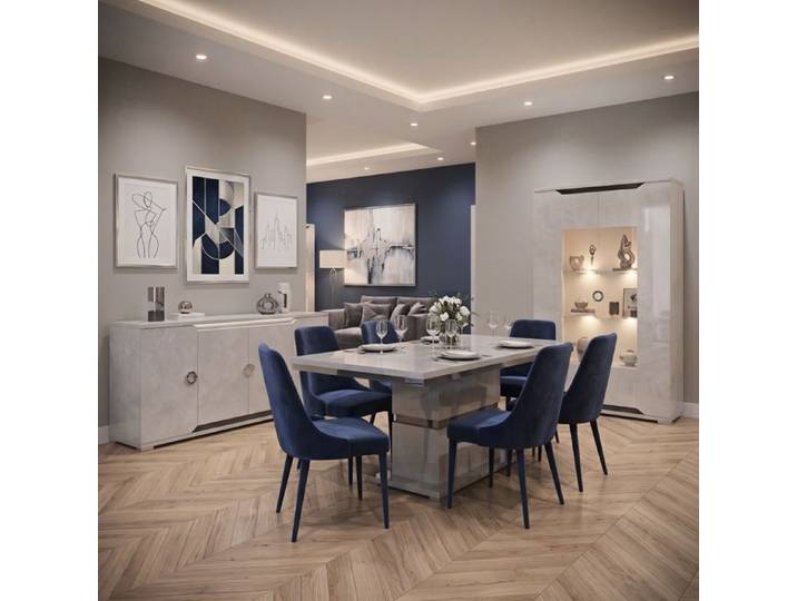 Séjour complet avec vitrine aspect ciment et anthracite - LIBECCIO