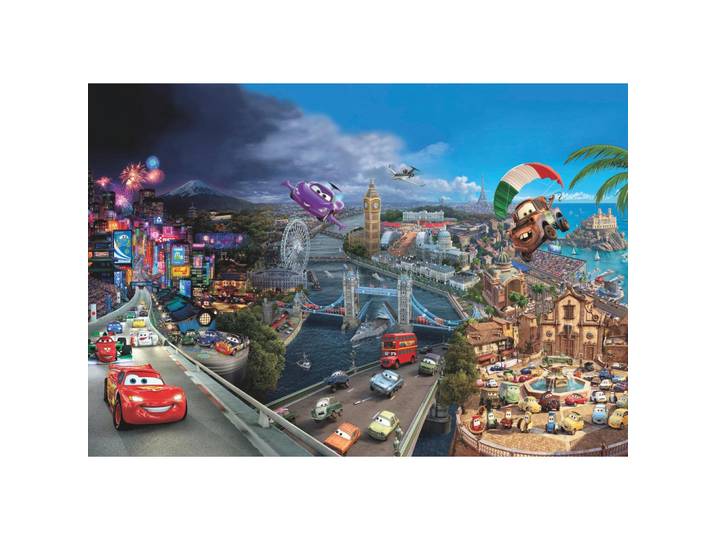 Disney Fototapete Cars World, Mehrfarbig, Papier, Kinder, 368x254 cm, Fsc, Made in Germany, Tapeten & Wandverkleidungen, Fototapeten