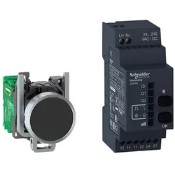 Schneider Electric XB4RFA02 Kombipaket, Funkdrucktaster, Empfänger, programmierbar, Metall, Ø22mm, 24-240V ACDC, 10 farbiges Kappenset
